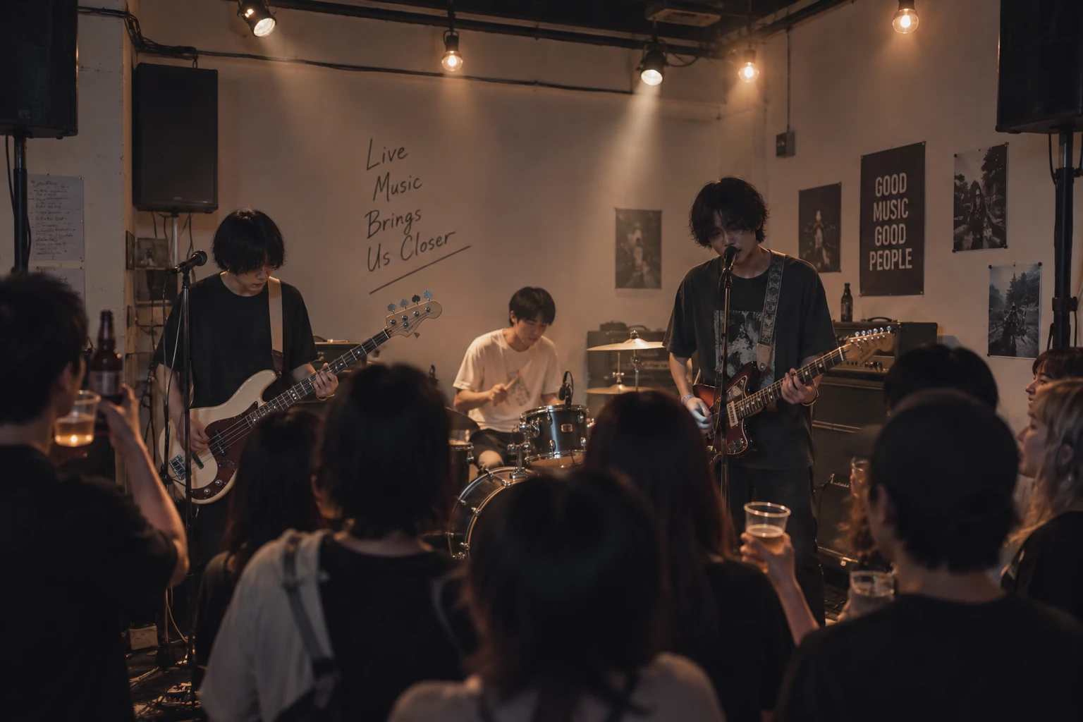 ライブ会場でバンドの演奏を楽しむ観客のイメージ
